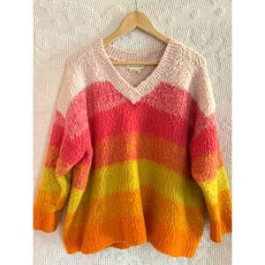 ANTHROPOLOGIE Boucle Sweater Size M Pink Orange
